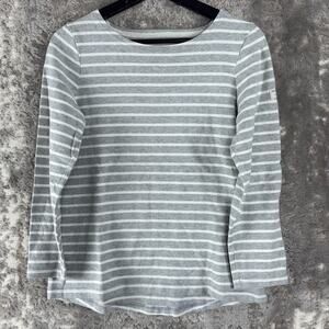 Joules Size 6 Striped Cotton Casual Top Gray Long Sleeve Round Neck Pullover